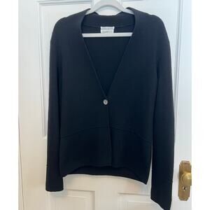 Charter Club Women's M 100% Cashmere Black V Neck Cardigan Single Button Closure